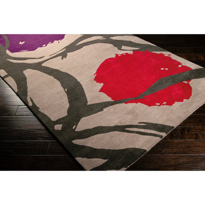 Harlequin Rug - 538 by Surya in gray, charcoal, burgandy, plum. Made from 100% new zealand wool in a unique style.
