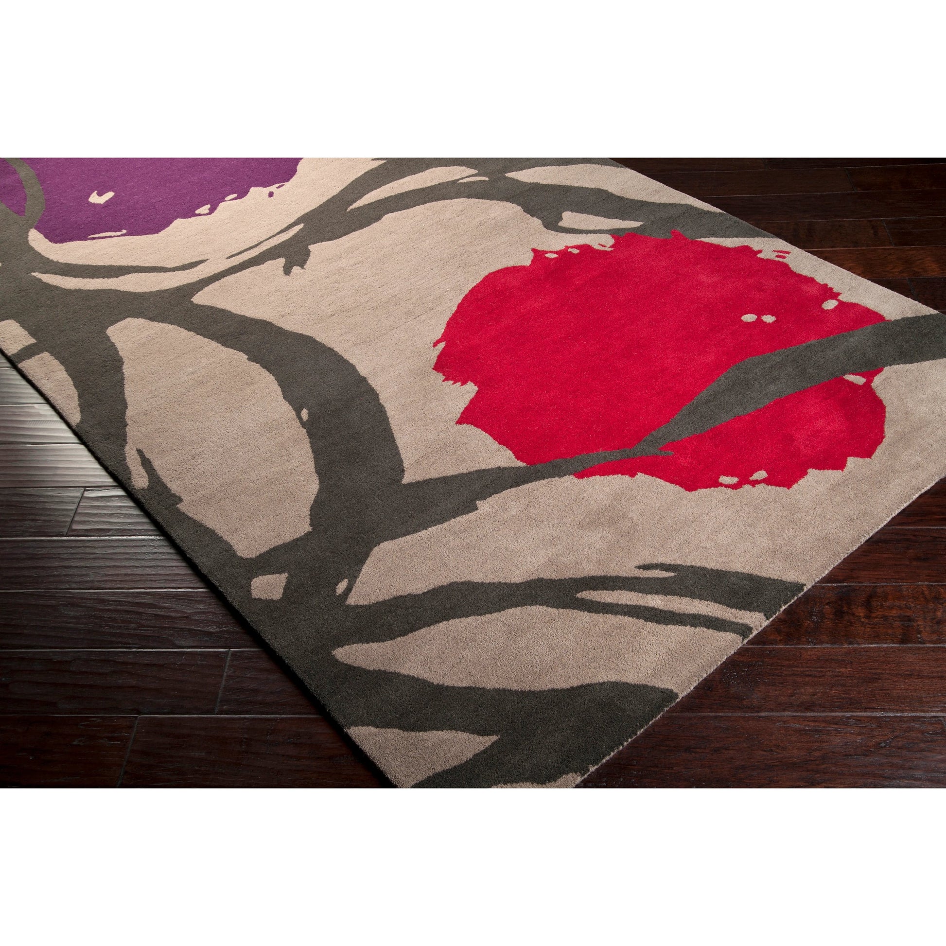 Harlequin Rug - 538 by Surya in gray, charcoal, burgandy, plum. Made from 100% new zealand wool in a unique style.
