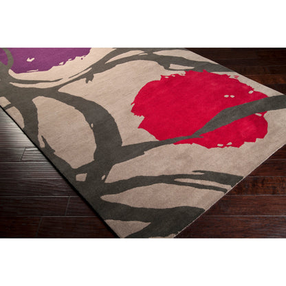 Harlequin Rug - 538 by Surya in gray, charcoal, burgandy, plum. Made from 100% new zealand wool in a unique style.
