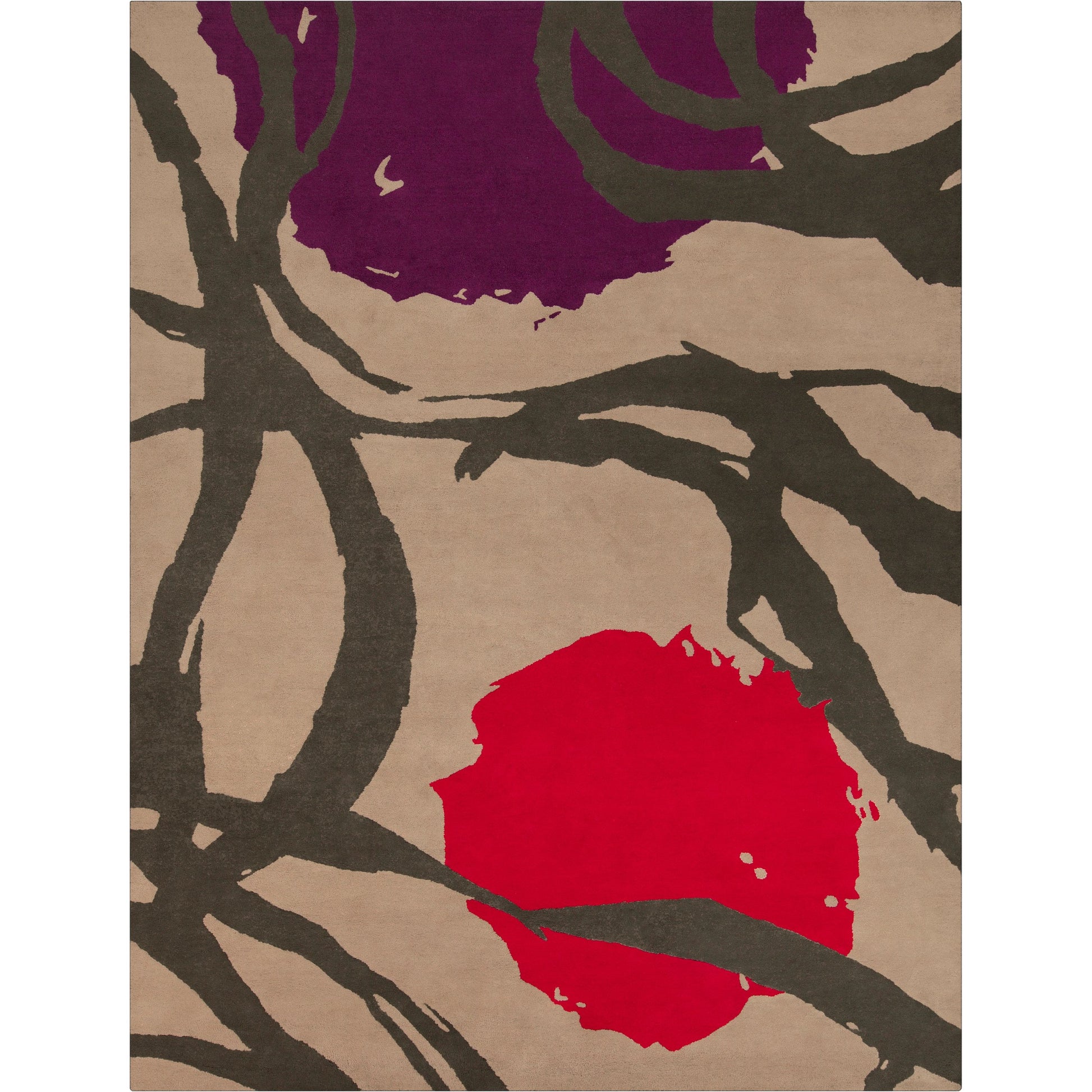 Harlequin Rug - 538 by Surya in gray, charcoal, burgandy, plum. Made from 100% new zealand wool in a unique style.