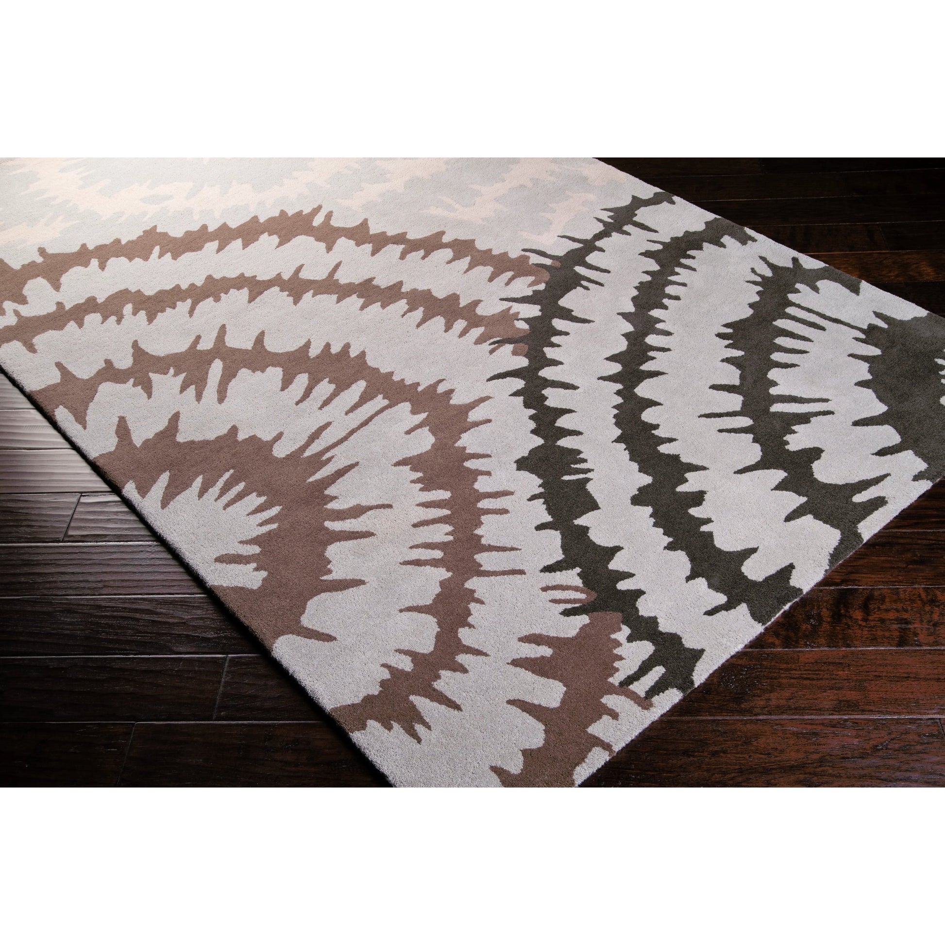 Harlequin Rug - 540 by Surya in light gray, charcoal, dark brown, light beige. Made from 100% new zealand wool in a unique style.