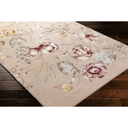 Harlequin Rug - 25104 by Surya in burgundy, mauve, dusty pink, medium brown, light slate, charcoal. Made from 62% wool, 38% viscose in a unique style.