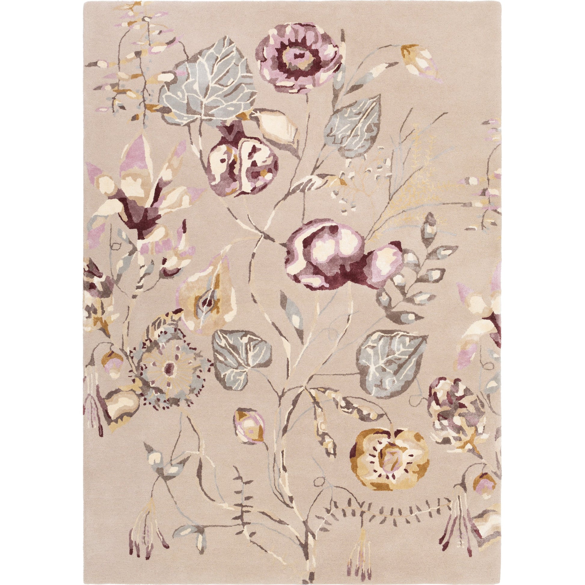 Harlequin Rug - 25104 by Surya in burgundy, mauve, dusty pink, medium brown, light slate, charcoal. Made from 62% wool, 38% viscose in a unique style.