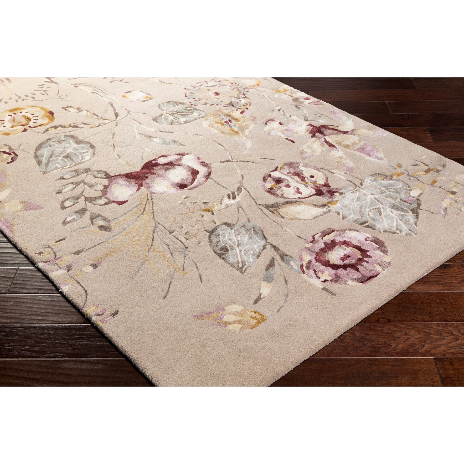 Harlequin Rug - 25104 by Surya in burgundy, mauve, dusty pink, medium brown, light slate, charcoal. Made from 62% wool, 38% viscose in a unique style.