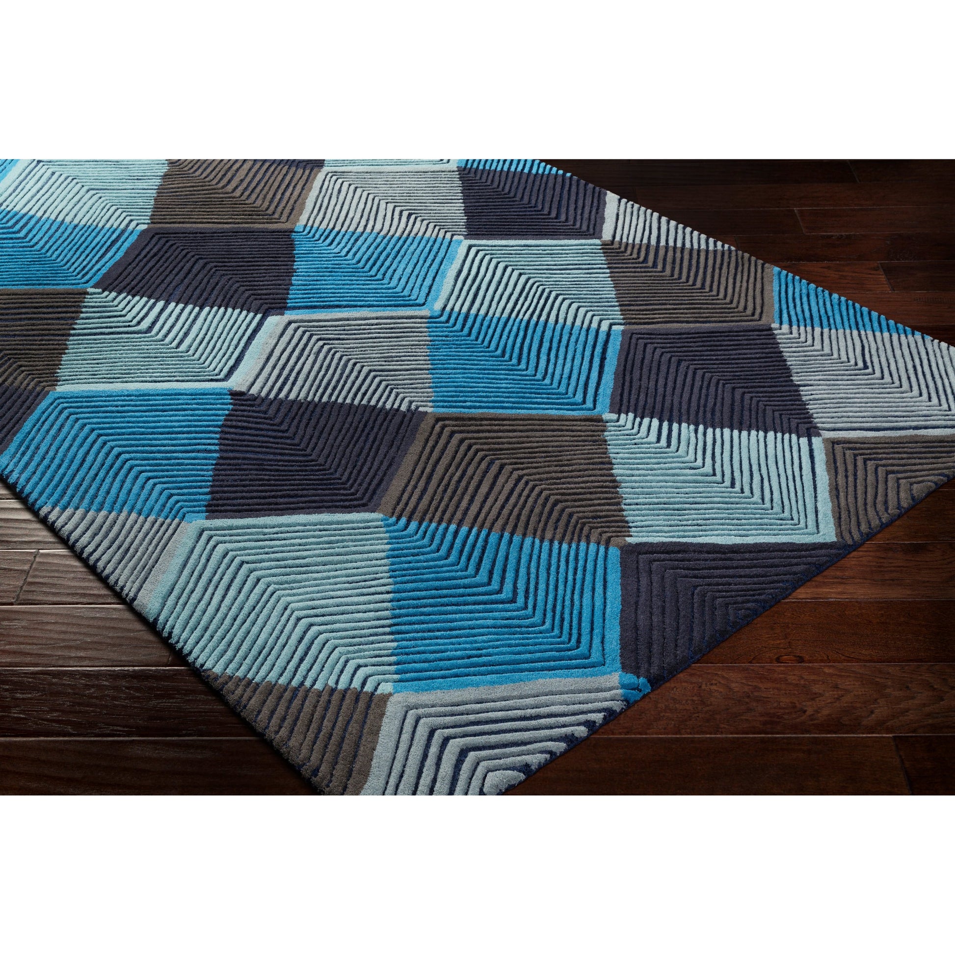 Harlequin Rug - 25103 by Surya in blue, slate, charcoal, black, pale blue, navy. Made from 100% wool in a unique style.