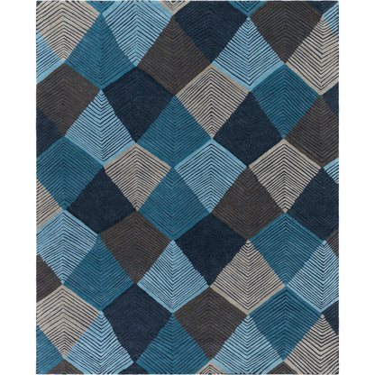 Harlequin Rug - 25103 by Surya in blue, slate, charcoal, black, pale blue, navy. Made from 100% wool in a unique style.
