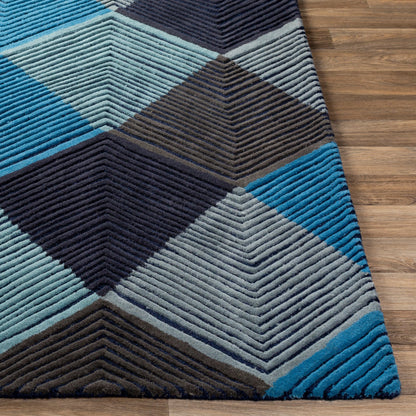 Harlequin Rug - 25103 by Surya in blue, slate, charcoal, black, pale blue, navy. Made from 100% wool in a unique style.