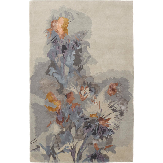 Dafney Transitional & Botanical Rug - 8866F by Feizy in gray, blue, orange. Made from viscose, wool in a unique style.