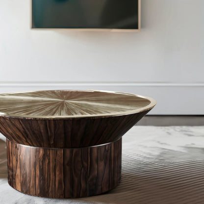 Terra Round Cocktail Table by Jonathan Charles in natural straw. Made from main straw in a unique style.