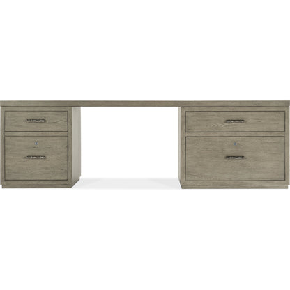 Linville Falls Desk - 96" Top-Small File and Lateral File by Hooker Furniture in mink. Made from oak veneers in a modern style.