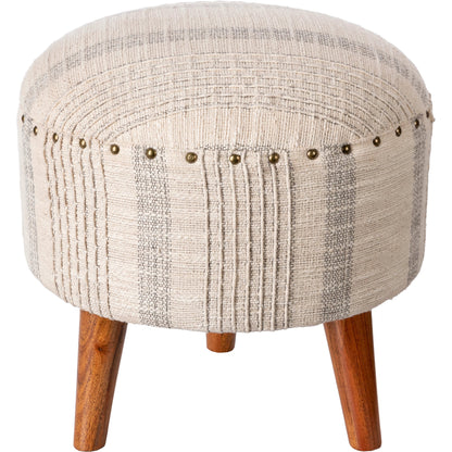 Haarlem Stool - 32549 by Livabliss in base: brown and lacquered. Made from top: 100% cotton, fill: 90% foam, fill: 10% polyester, polyfill, base: wood in a traditional style.