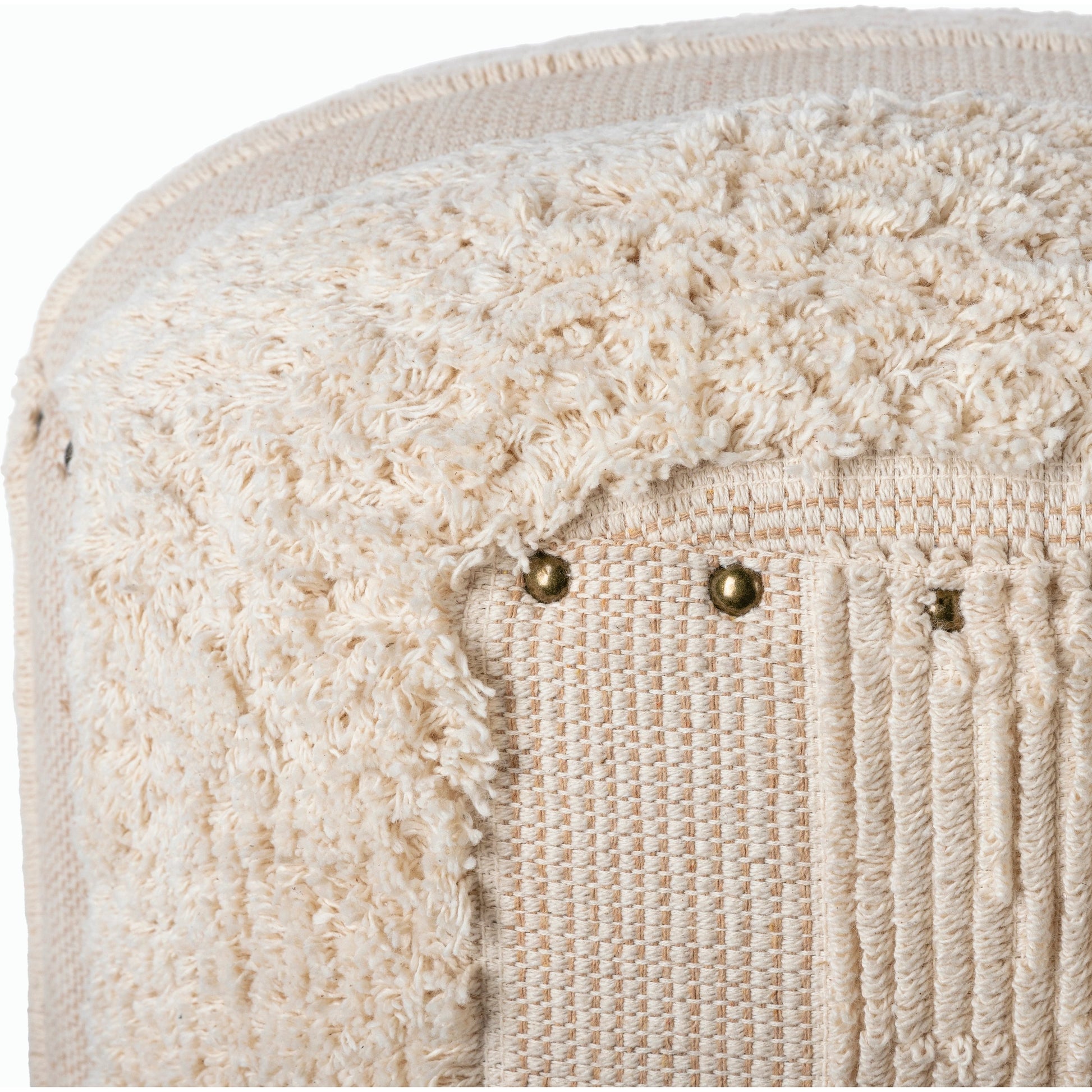 Haarlem Stool - 32548 by Livabliss in base: brown and lacquered. Made from top: 100% cotton, fill: 90% foam, fill: 10% polyester, polyfill, base: wood in a traditional style.