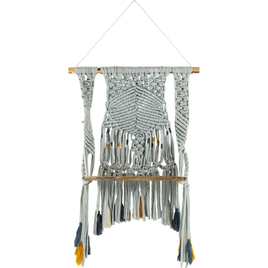 Harper Wall Hanging - 25162 by Surya in pale blue. Made from 80% viscose, 20% cotton, 100% wood in a eclectic & global style.