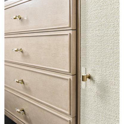 Melange Be My Guest Dresser by Hooker Furniture in polished limestone, oak veneers. Made from oak veneers, fabric, 100% polyester in a transitional style.