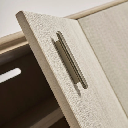Clapotis Entertainment Console by Jonathan Charles in whitewash cord. Made from main rope in a unique style.