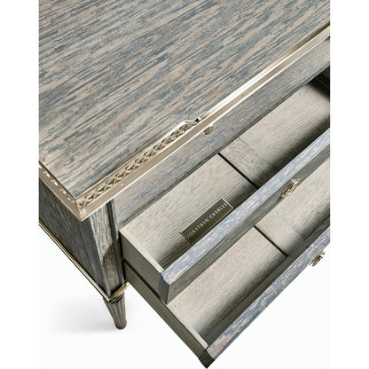 Arlingham Nightstand by Jonathan Charles in blue and chipped blue oak. Made from oak solids, veneers in a modern style.
