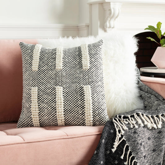 Harlow Pillow - 18591 by Surya in beige, cream. Made from 60% wool, 40% polyester, 100% cotton in a eclectic & global style.