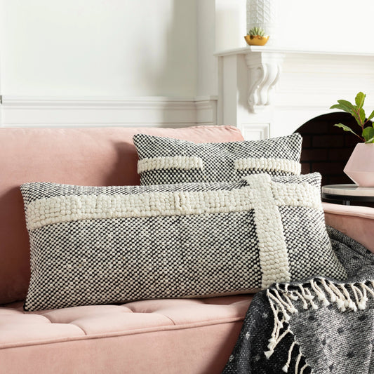 Harlow Pillow - 17556 by Surya in beige, cream. Made from 60% wool, 40% polyester, 100% cotton in a eclectic & global style.