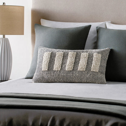 Harlow Pillow - 5796 by Surya in cream, black. Made from 60% wool, 40% polyester, 100% cotton in a eclectic & global style.