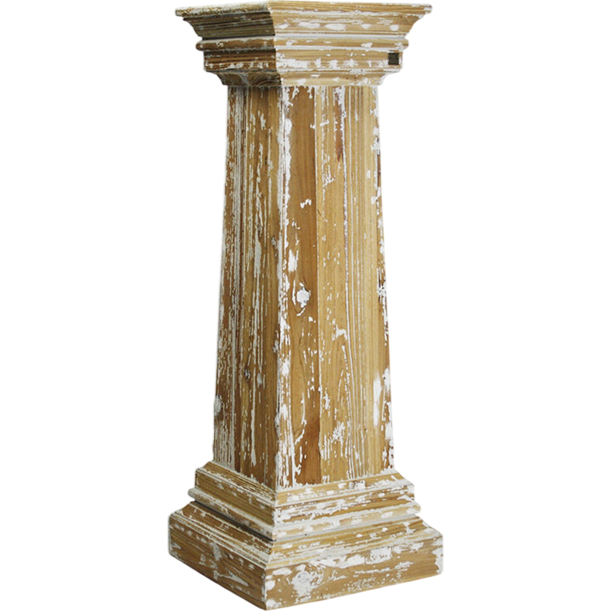 Basdon Pedestal by Zentique in white washed natural and recycled wood. Made from recycled wood in a cottage & farmhouse style.