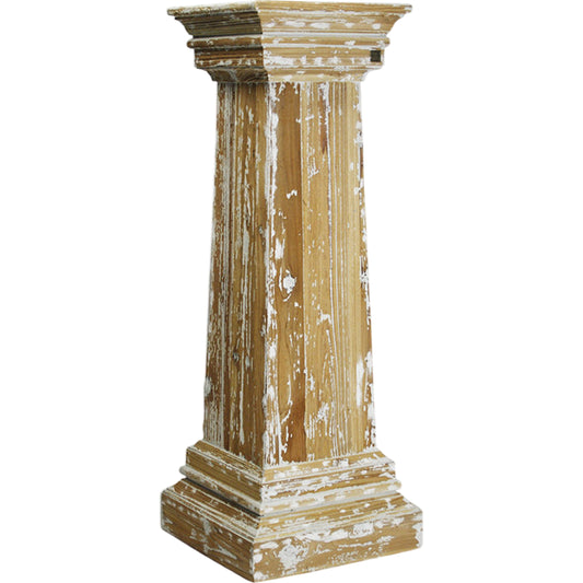 Basdon Pedestal by Zentique in white washed natural and recycled wood. Made from recycled wood in a cottage & farmhouse style.