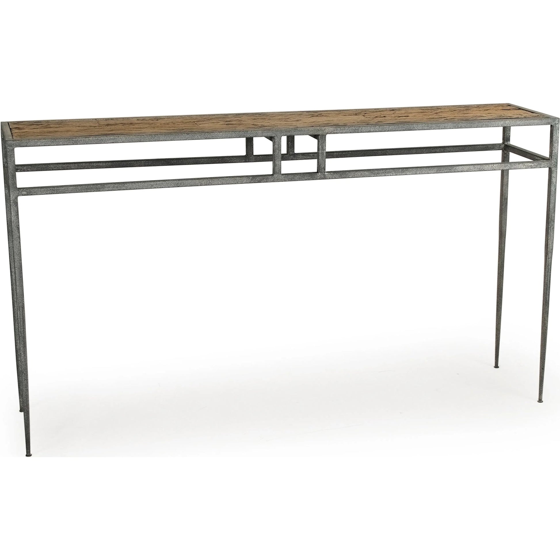 Balzac Wall Table by Zentique in distressed top, rustic metal and oak, metal. Made from oak, metal in a modern style.