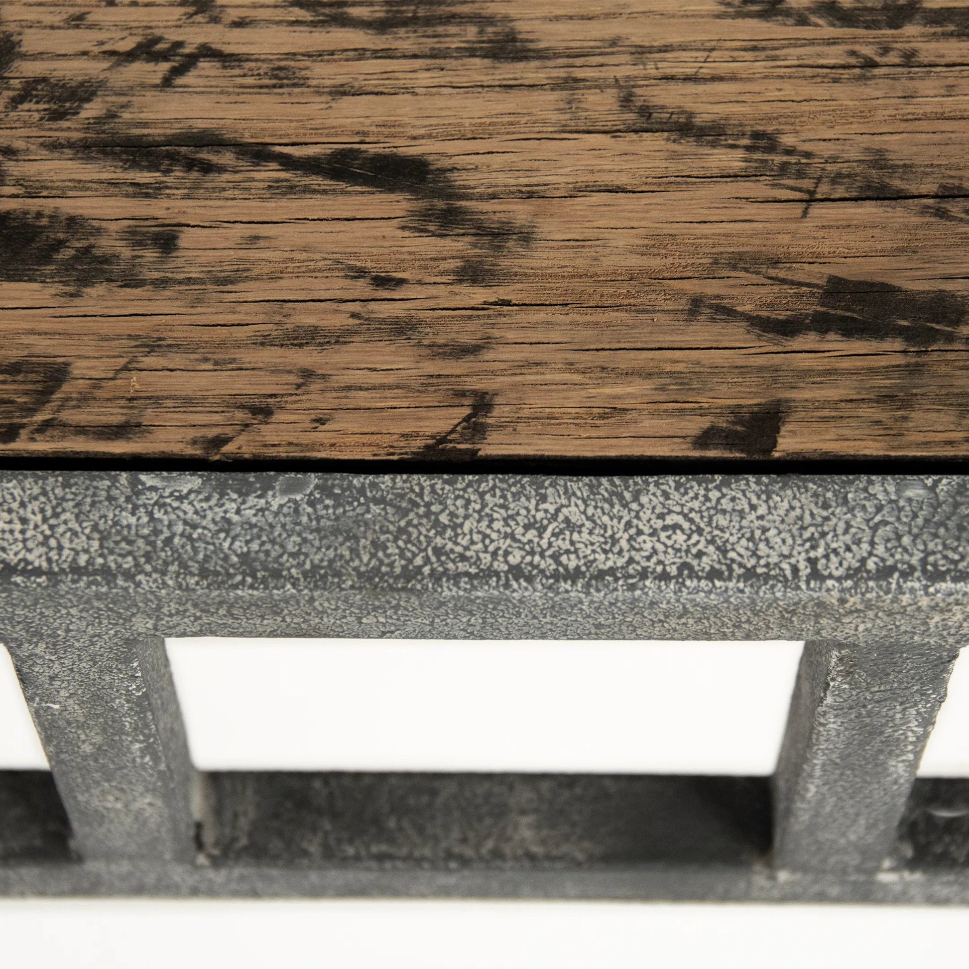 Balzac Wall Table by Zentique in distressed top, rustic metal and oak, metal. Made from oak, metal in a modern style.