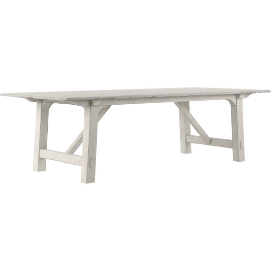 Alcove Trestle Dining Table by A.R.T. Furniture in belgian ivory. Made from acacia solids, maple veneers in a modern style.