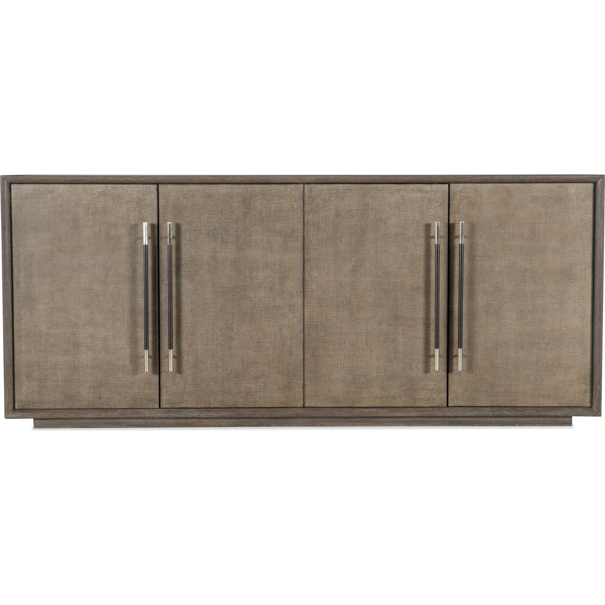 Modern Mood Entertainment Console by Hooker Furniture. Made from oak veneers, raffia in a modern style.