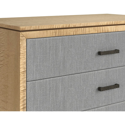 Loft Fabric Bedside Chest by A.R.T. Furniture in gray and natural maple. Made from poplar, rubberwood, fabric in a modern style.