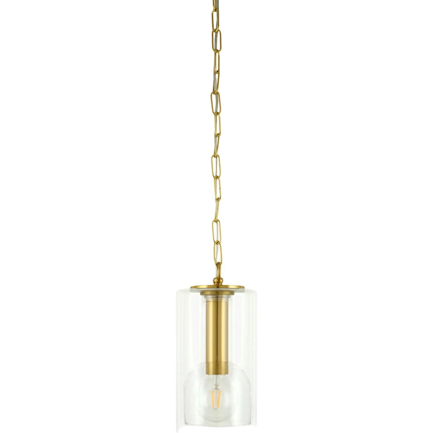 001 SI-2460024 | Primary Silo | Hashira Pendant by Surya in metallic brass, clear, translucent. Made from iron, glass in a transitional style.