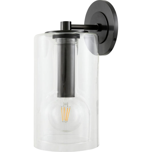 Hashira Wall Sconce by Surya in translucent, clear, black. Made from iron, glass in a modern style.