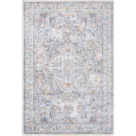 Hassler Rug - 32312 by Livabliss in light blue/orange. Made from main: 50% polyester, main: 50% polypropylene in a unique style.