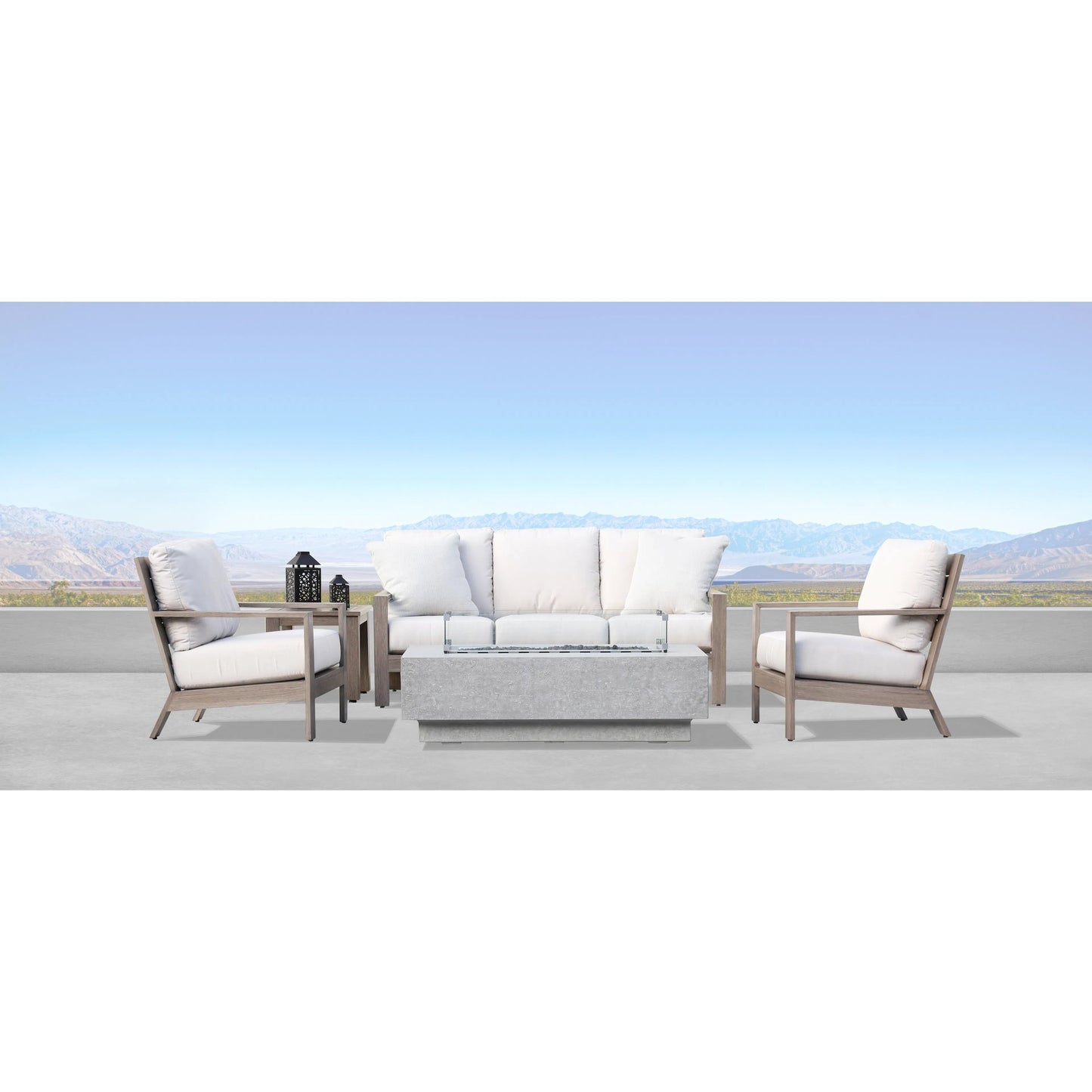 007 SI-2166948 | Lifestyle | Laguna Outdoor Club Chair by Sunset West in driftwood. Made from aluminum in a modern style.