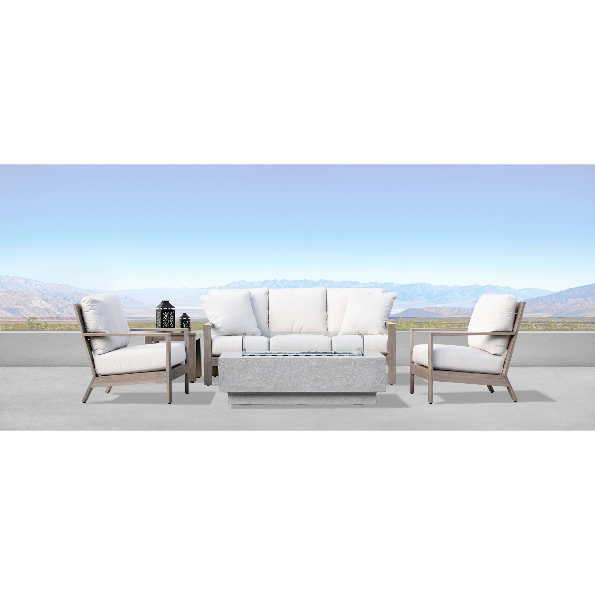 Laguna Outdoor Club Chair by Sunset West in browns. Made from aluminum in a modern style.