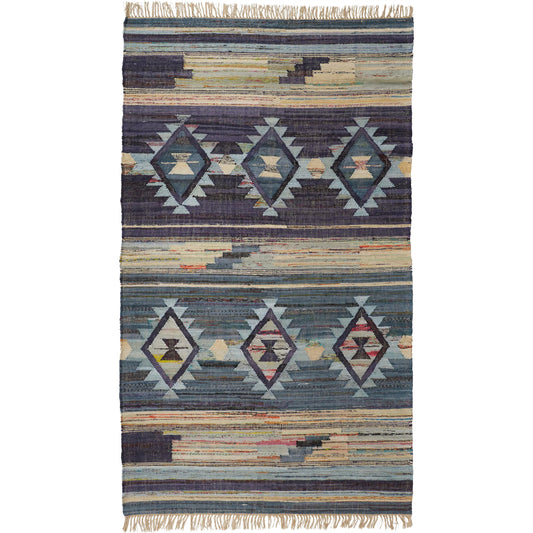 Ezra II Transitional Diamond Rug - I0758 by Feizy in blue, purple, tan. Made from cotton in a unique style.