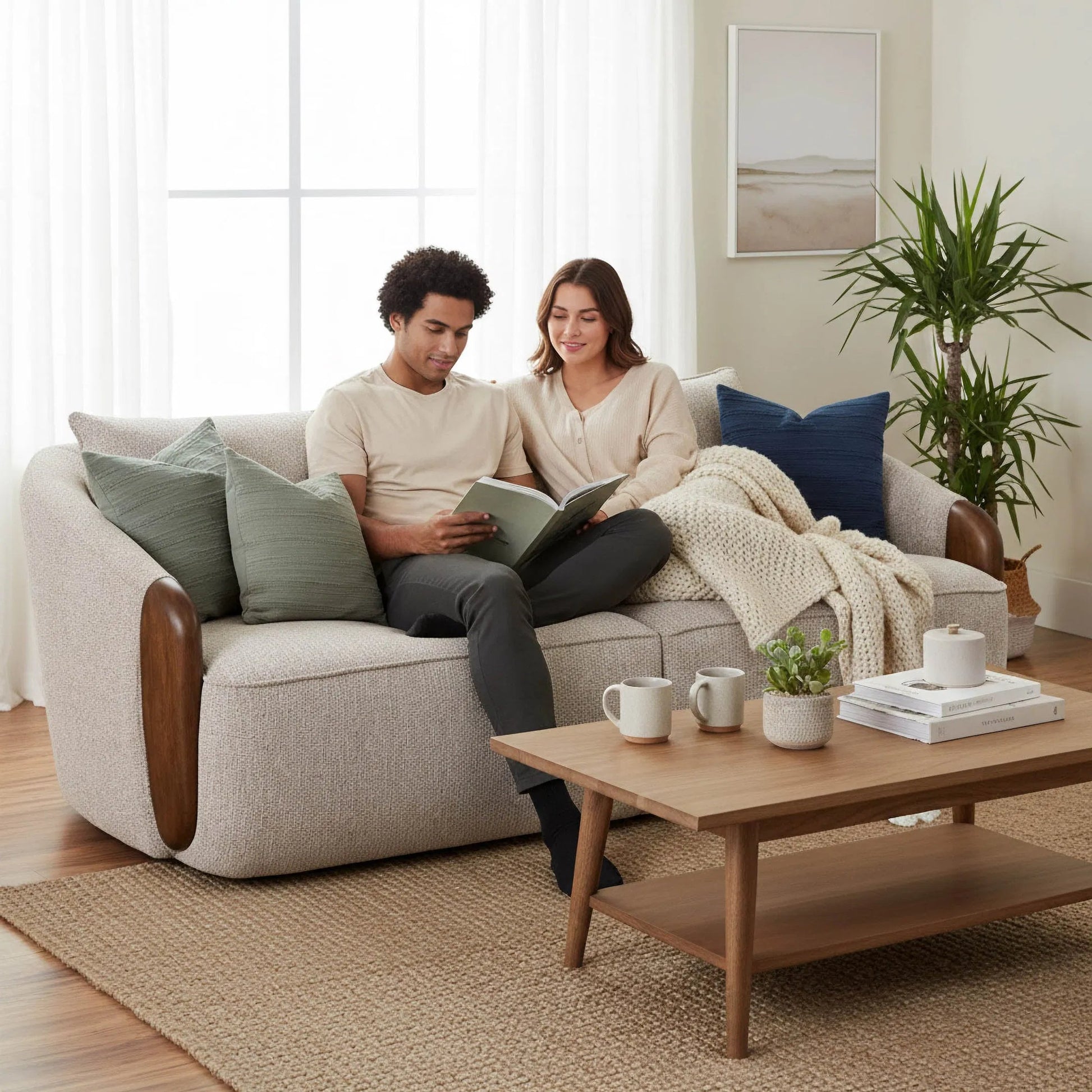 Heritage Sofa by LH Imports in beige, wheat. Made from hardwood, foam, polyester, plywood, rubberwood in a unique style.