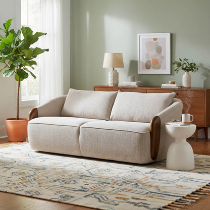 Heritage Sofa by LH Imports in beige, wheat. Made from hardwood, foam, polyester, plywood, rubberwood in a unique style.