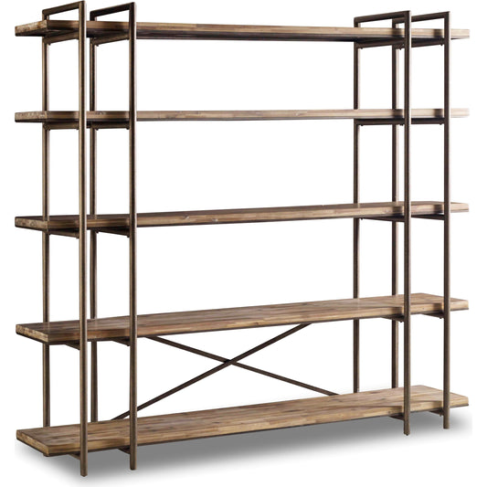 Scaffold Entertainment Console by Hooker Furniture in scandinavian. Made from acacia solids with metal in a modern style.