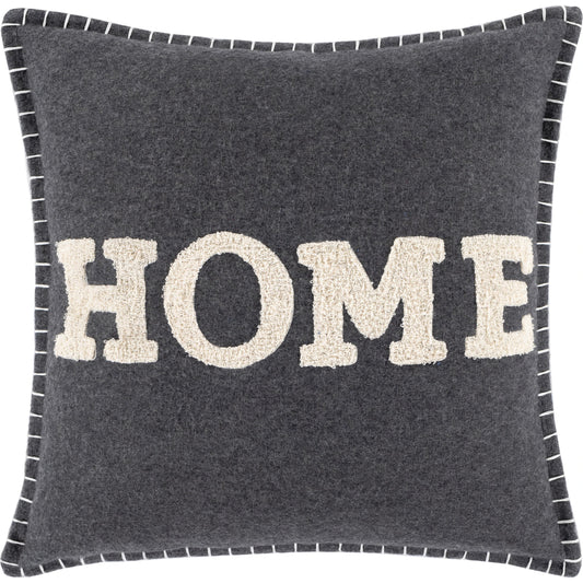 Home Time Pillow - 21718 by Surya in black, charcoal. Made from 55% wool, 30% polyester, 15% nylon, 100% cotton in a unique style.