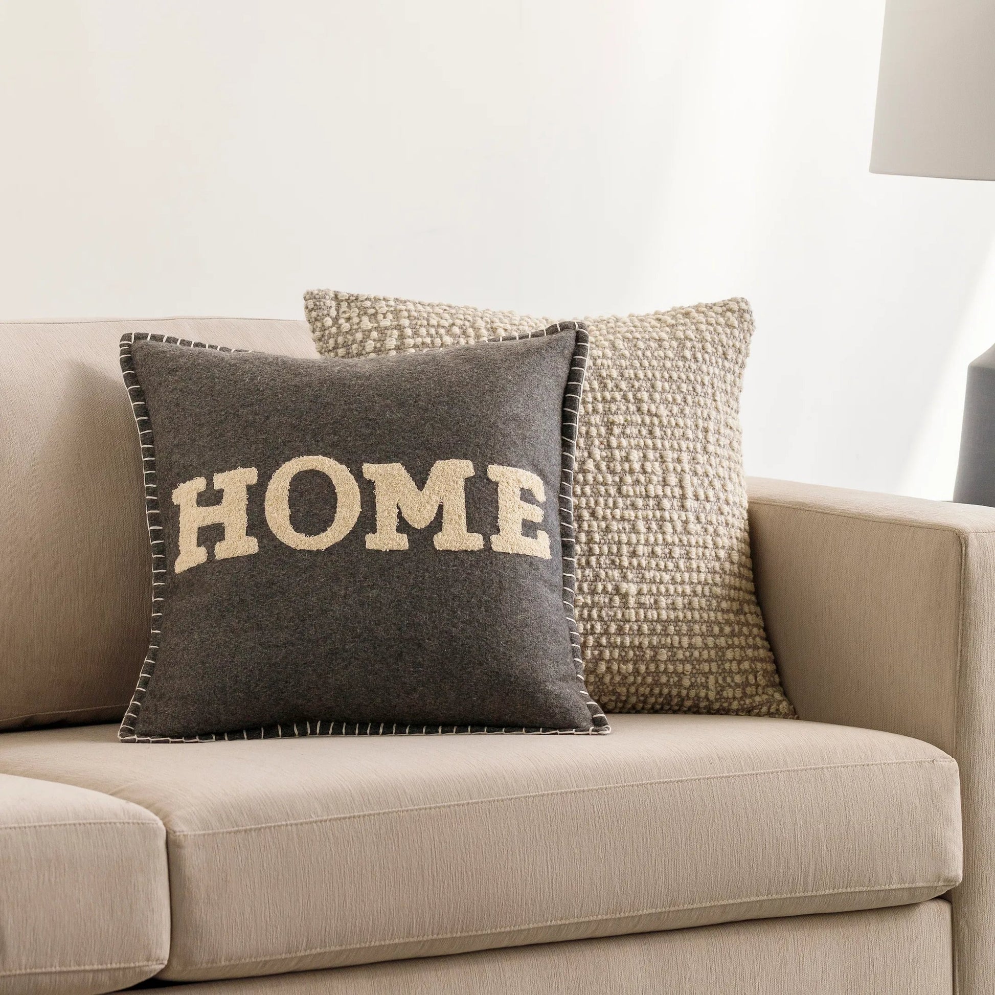 Home Time Pillow - 21718 by Surya in black, wheat. Made from 55% wool, 30% polyester, 15% nylon, 100% cotton in a unique style.