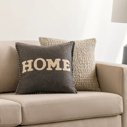 Home Time Pillow - 21718 by Surya in black, wheat. Made from 55% wool, 30% polyester, 15% nylon, 100% cotton in a unique style.