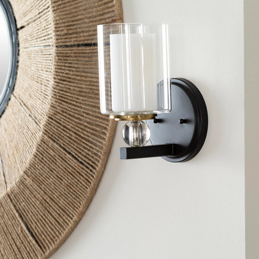 Horatio Wall Sconce - 24032 by Surya in dark brown and matte painted. Made from glass, metal, plastic in a modern style.