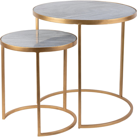 Hearthstone - 20690 (Set of 2) by Livabliss in gold and powder coatednatural. Made from top: marble, base: metal in a modern style.