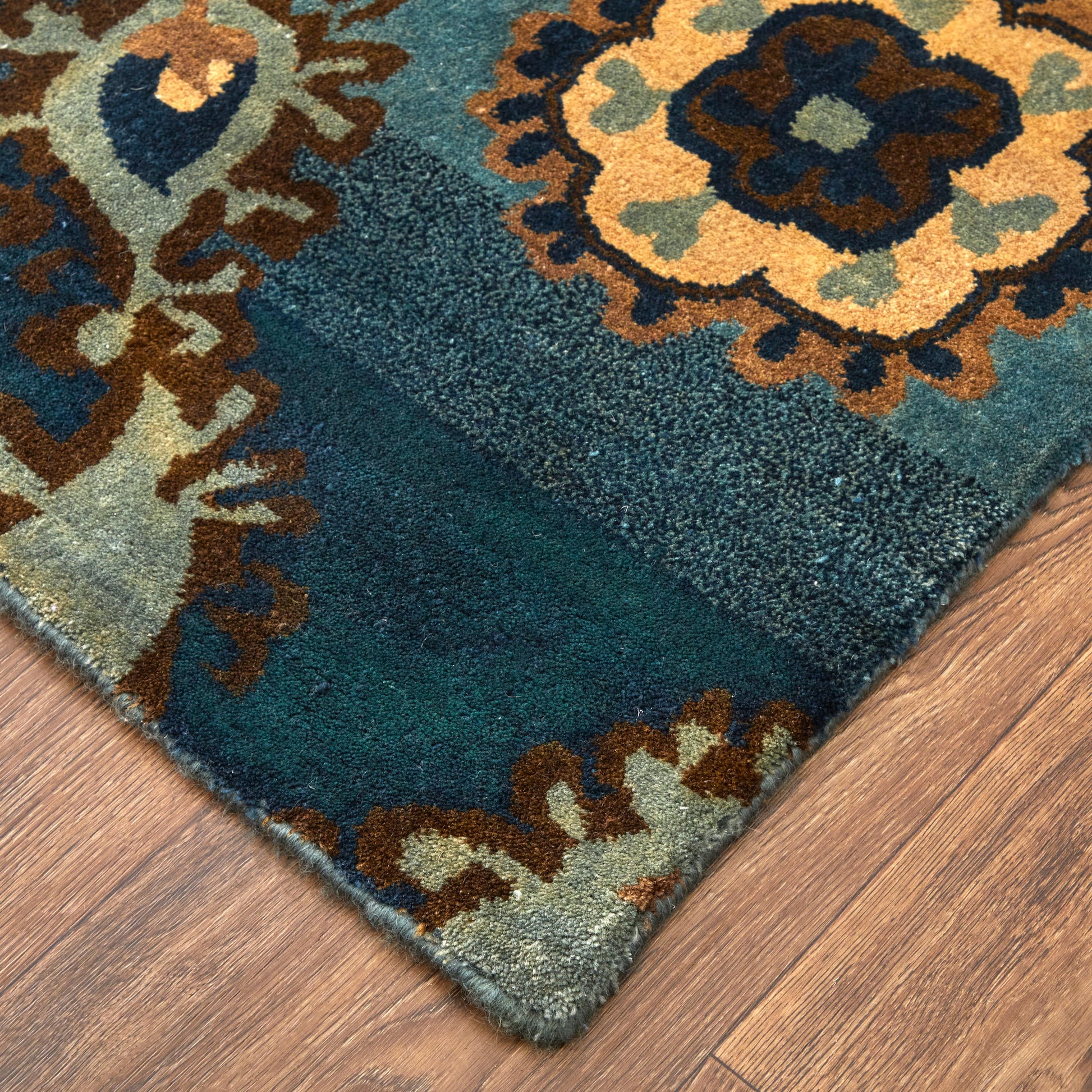 Amzad Transitional Ikat Rug - 6116F by Feizy in blue, gray, tan. Made from wool in a unique style.