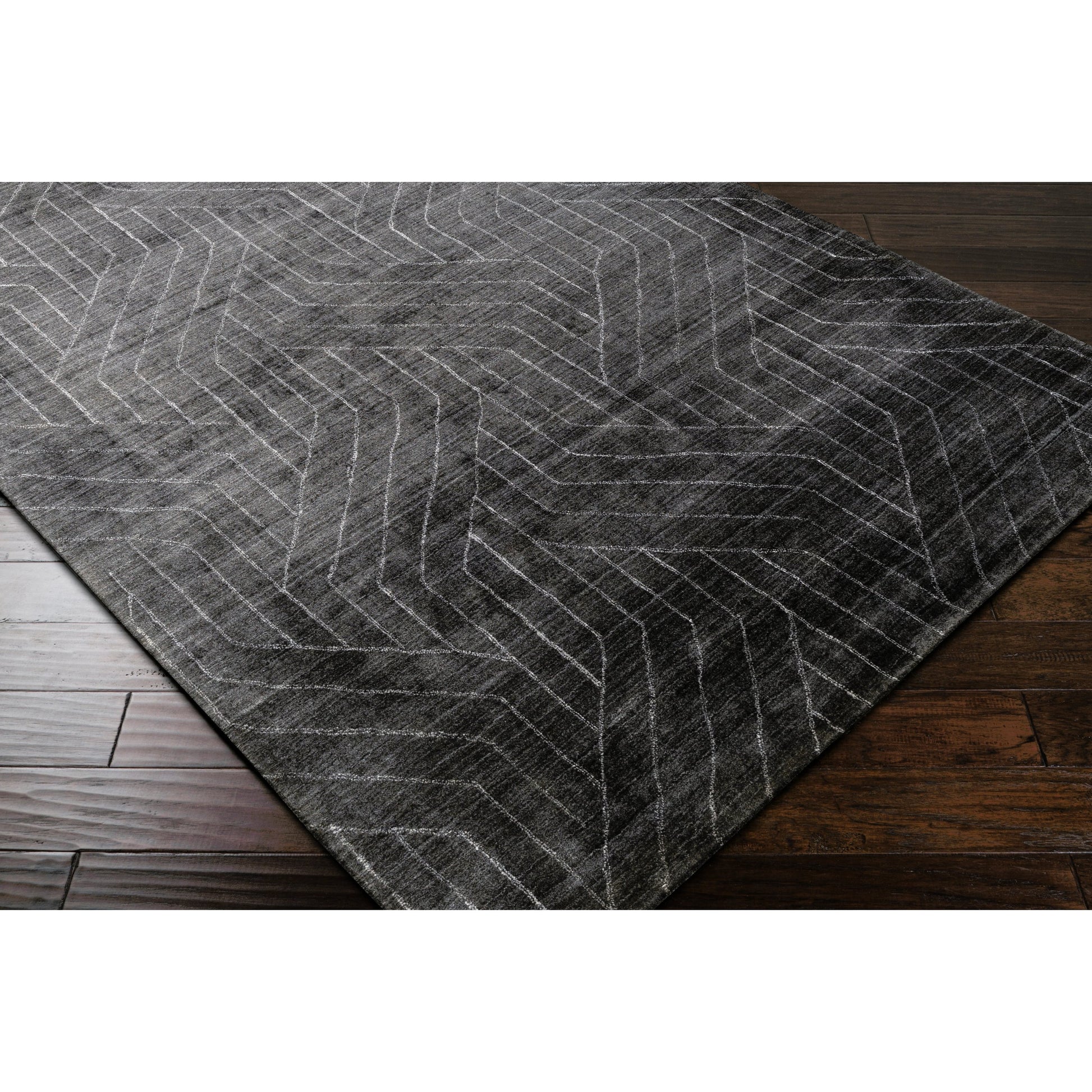 Hightower Rug - 23234 by Surya in charcoal. Made from 100% viscose in a unique style.