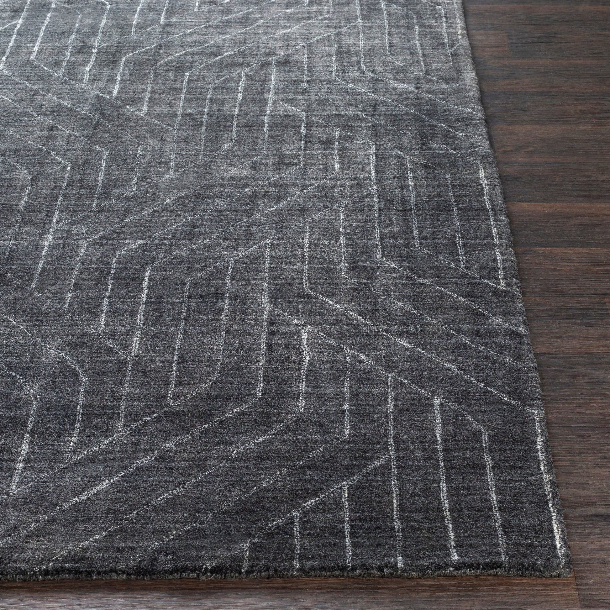 Hightower Rug - 23234 by Surya in charcoal. Made from 100% viscose in a unique style.