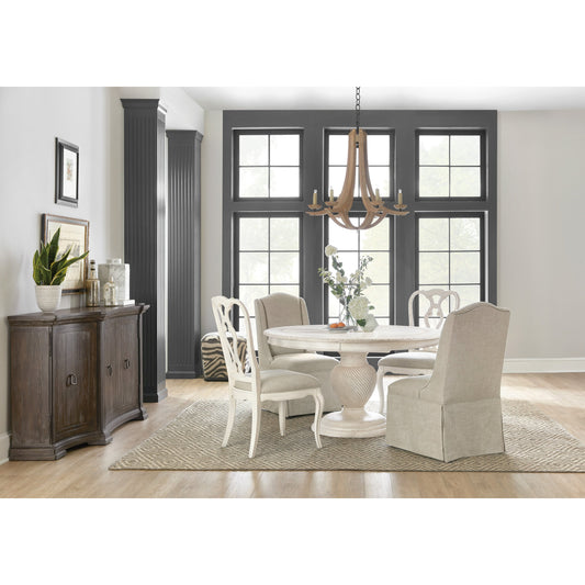 Traditions Wood Back Side Chair (Set of 2) by Hooker Furniture in beige and white. Made from fabric in a cottage & farmhouse style.
