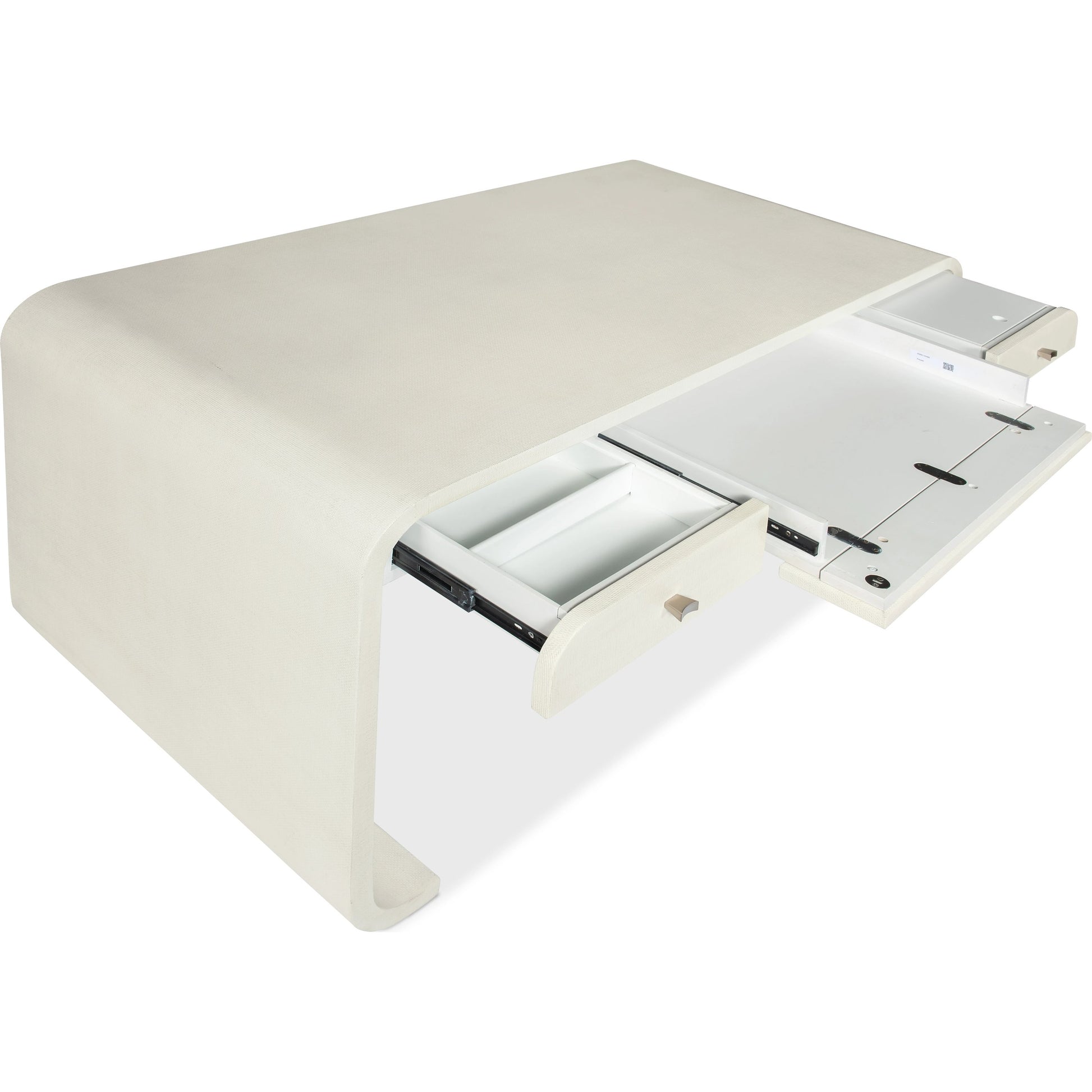 Serenity Bayport Writing Desk by Hooker Furniture in sand dollar, champagne. Made from wood, raffia in a modern style.