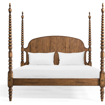 Tamarisk Poster Bed by Jonathan Charles in medium spain walnut. Made from main acacia in a unique style.